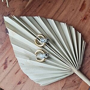 Stone and hoop earrings